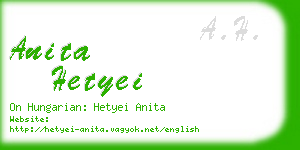 anita hetyei business card